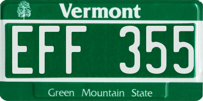VT license plate EFF355