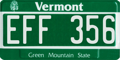 VT license plate EFF356