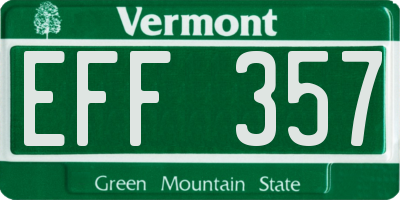 VT license plate EFF357