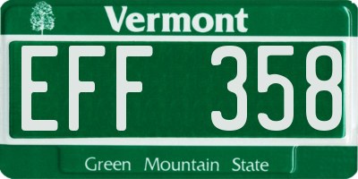 VT license plate EFF358