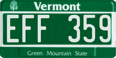 VT license plate EFF359