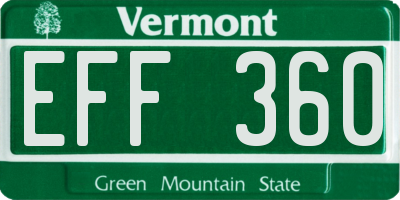 VT license plate EFF360