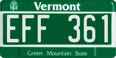 VT license plate EFF361