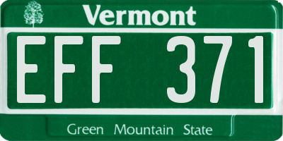 VT license plate EFF371