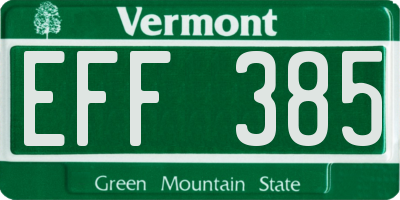 VT license plate EFF385