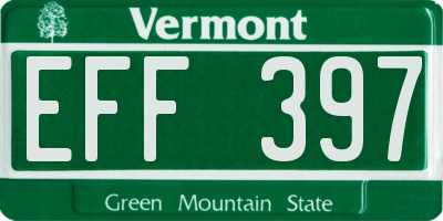 VT license plate EFF397