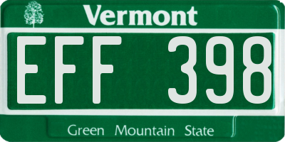 VT license plate EFF398