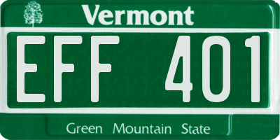 VT license plate EFF401