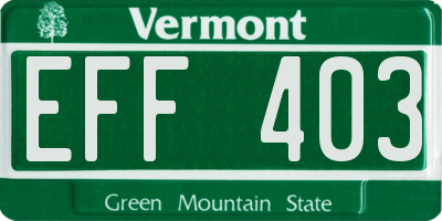 VT license plate EFF403