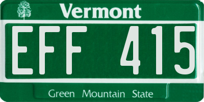 VT license plate EFF415