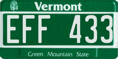 VT license plate EFF433