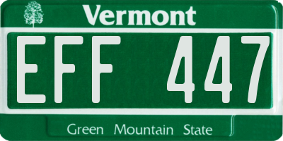 VT license plate EFF447