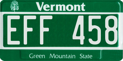VT license plate EFF458