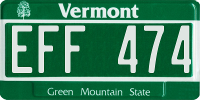 VT license plate EFF474