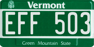 VT license plate EFF503