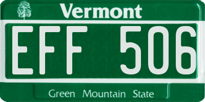 VT license plate EFF506