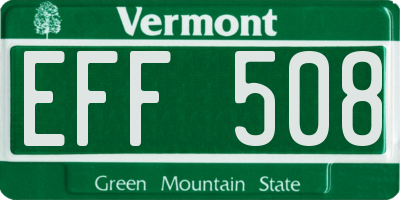 VT license plate EFF508