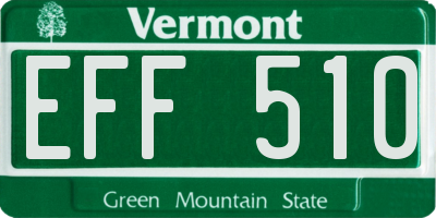 VT license plate EFF510