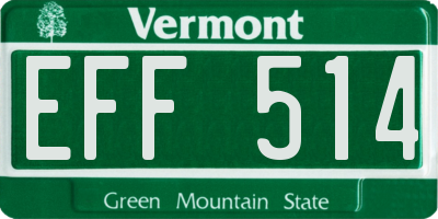 VT license plate EFF514