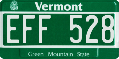 VT license plate EFF528