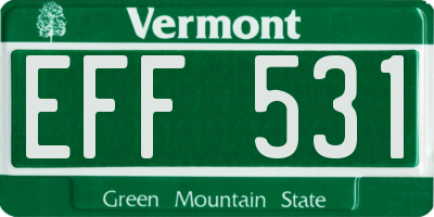 VT license plate EFF531