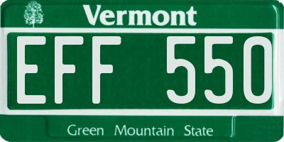 VT license plate EFF550