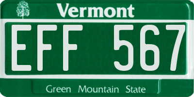 VT license plate EFF567