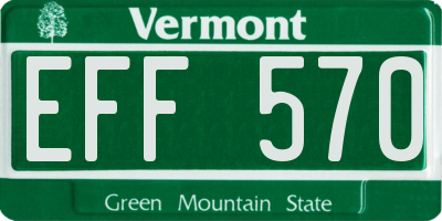 VT license plate EFF570