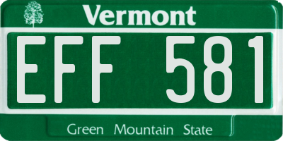 VT license plate EFF581