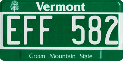 VT license plate EFF582