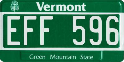 VT license plate EFF596
