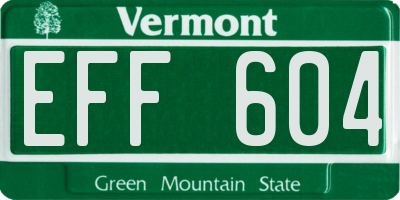 VT license plate EFF604