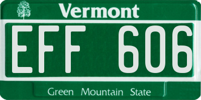 VT license plate EFF606