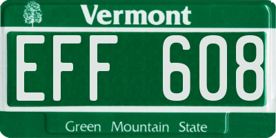 VT license plate EFF608