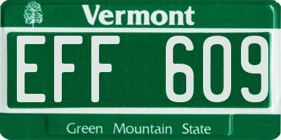 VT license plate EFF609