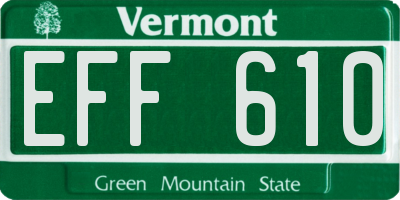 VT license plate EFF610
