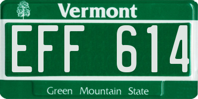 VT license plate EFF614