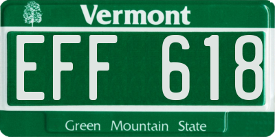 VT license plate EFF618