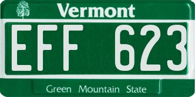 VT license plate EFF623