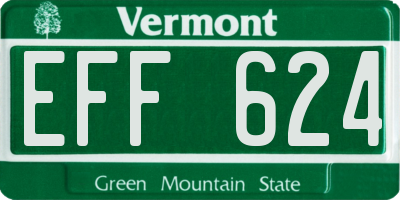 VT license plate EFF624