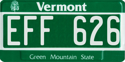 VT license plate EFF626