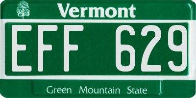 VT license plate EFF629
