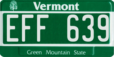 VT license plate EFF639