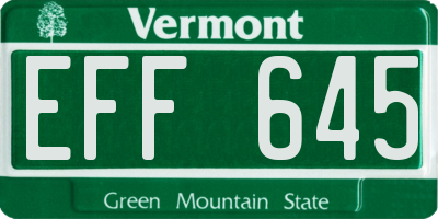 VT license plate EFF645