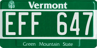 VT license plate EFF647