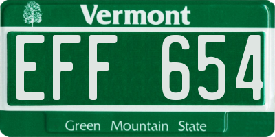 VT license plate EFF654