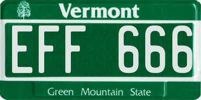 VT license plate EFF666