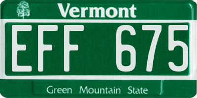 VT license plate EFF675