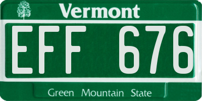 VT license plate EFF676