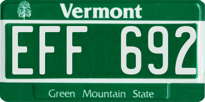 VT license plate EFF692